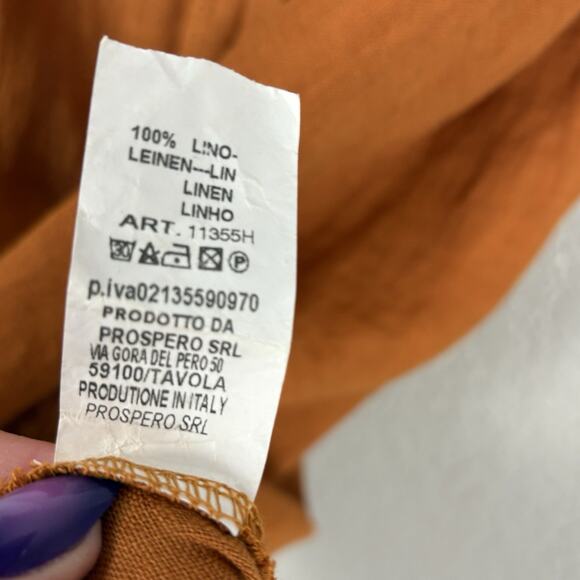 Italian Size 2X Shift Dress Midi Linen Sleeveless Beachy Lagenlook Burnt Orange - Picture 5 of 5